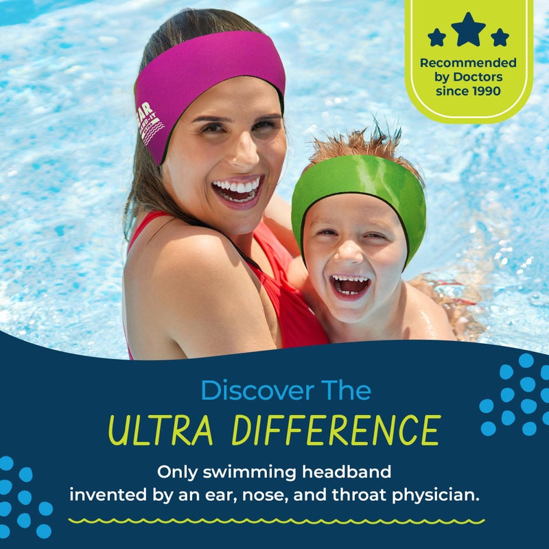 إير باند-إت عصابة رأس Earvolution Ear Band-It Ultra للسباحة للأطفال والكبار - تم اختراعها من قبل طبيب الأنف والأذن والحنجرة - نيوبرين مضاد للانزلاق للحماية - تباع لعبة Putty Buddies بشكل منفصل - صبغة صغيرة باللون الأخضر - Image 2